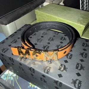 MCM Men's Orange and Black Belt